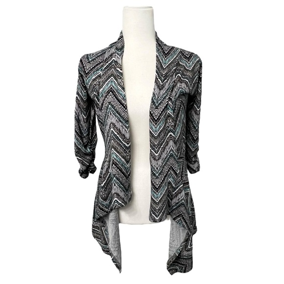 About A Girl Black and Gray Waterfall Cardigan - Picture 1 of 11